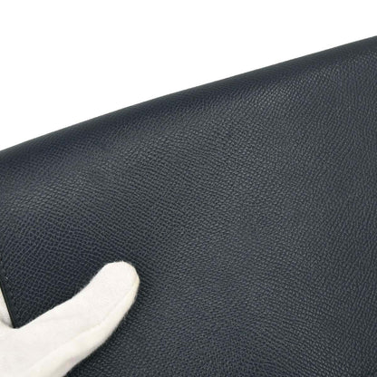 Hermes Navy Courchevel Sac a Depeches Clutch Bag