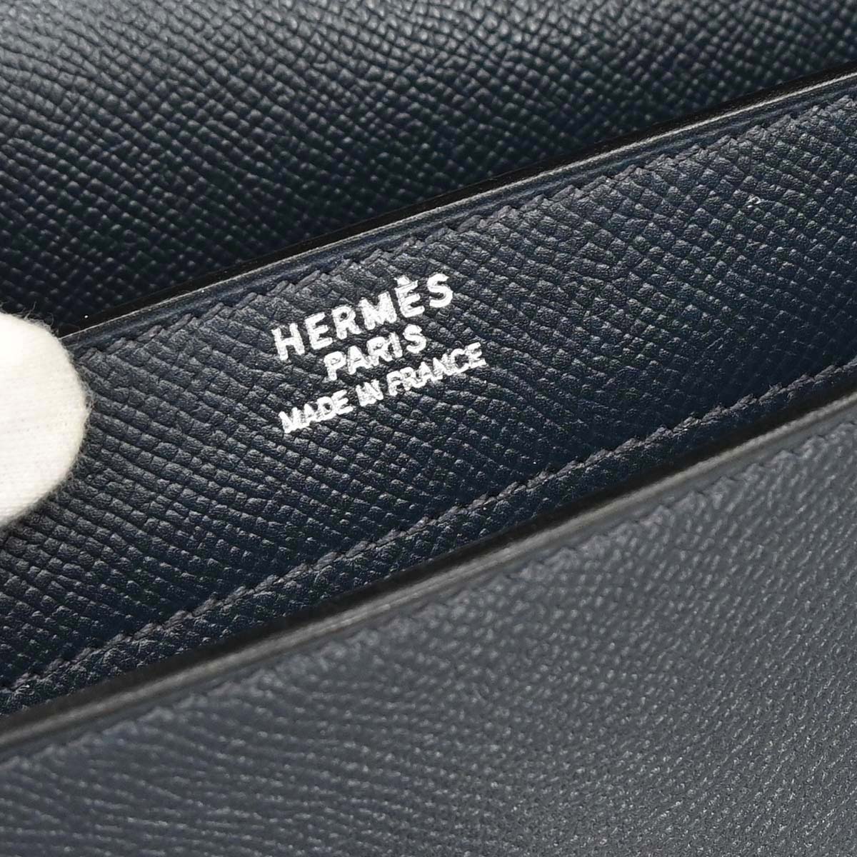Hermes Navy Courchevel Sac a Depeches Clutch Bag