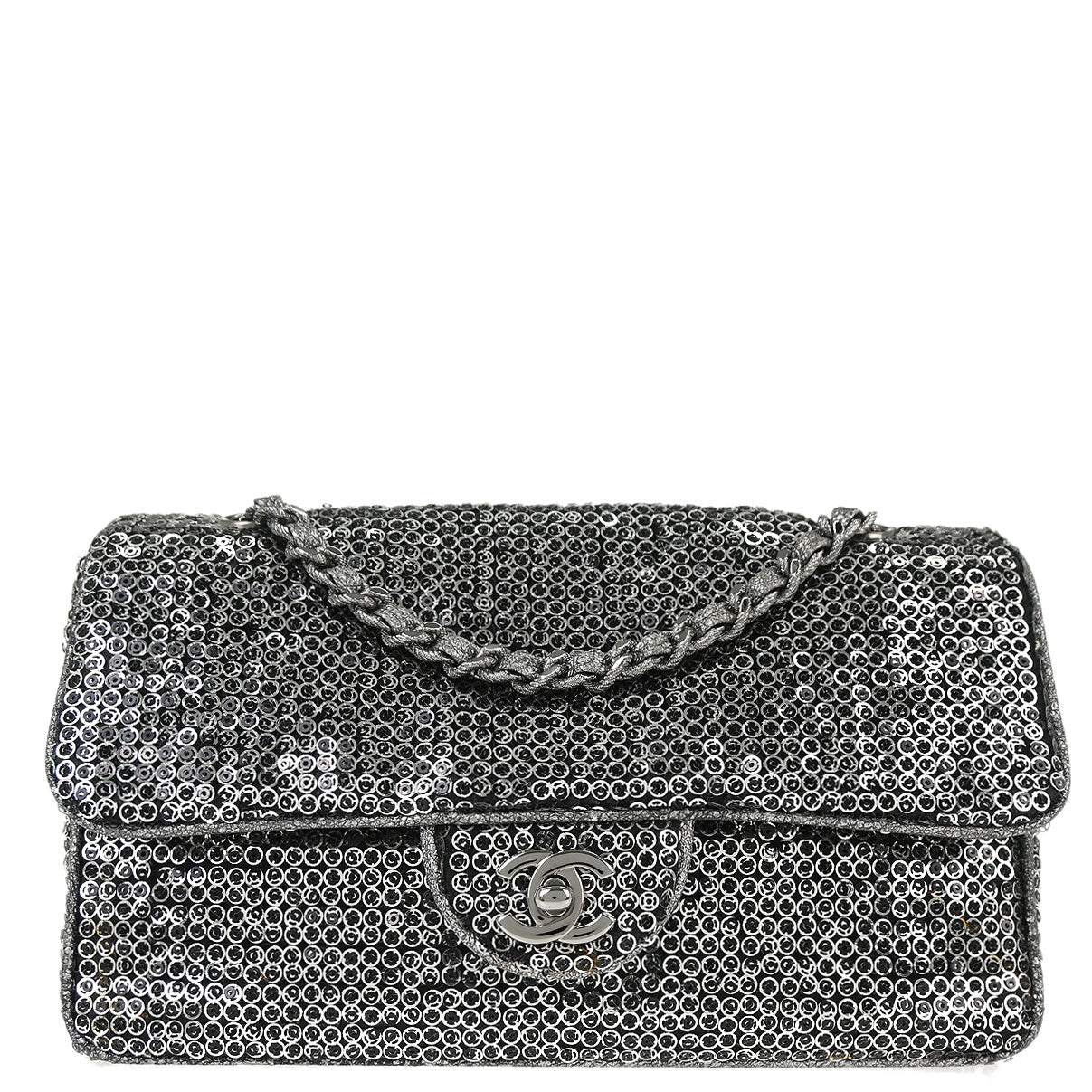 Chanel 2006-2008 Silver Sequins Shoulder Bag