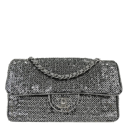 Chanel 2006-2008 Silver Sequins Shoulder Bag