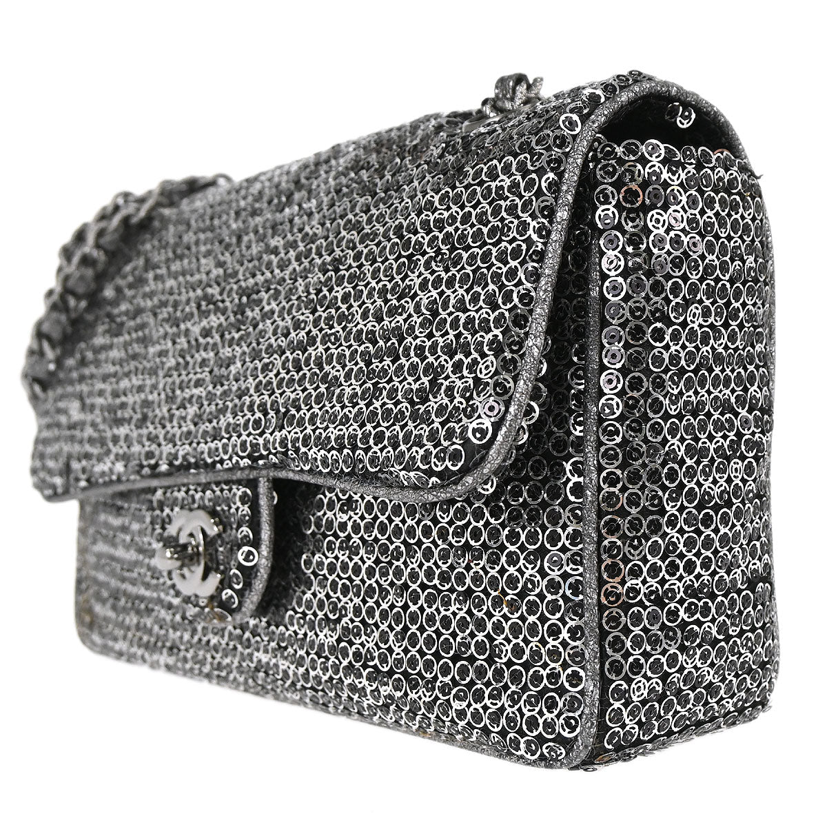 Chanel 2006-2008 Silver Sequins Shoulder Bag