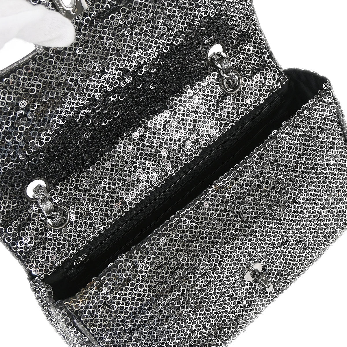 Chanel 2006-2008 Silver Sequins Shoulder Bag