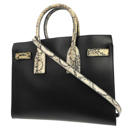 Saint Laurent * Black Python Sac de Jour 2way Shoulder Handbag