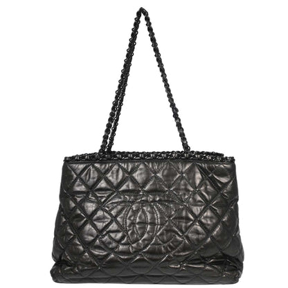 Chanel 2010-2011 Metallic Gray Calfskin Chain Me Tote Handbag