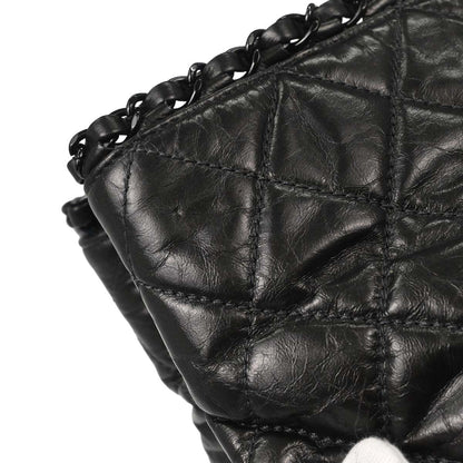 Chanel 2010-2011 Metallic Gray Calfskin Chain Me Tote Handbag