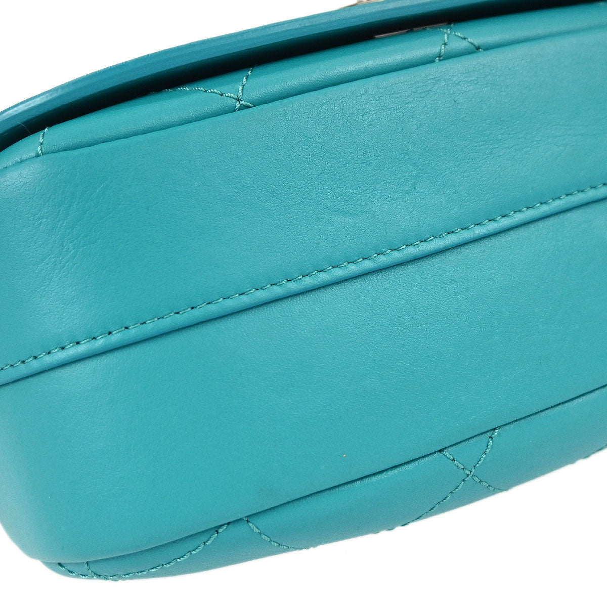 Chanel 2017 Turquoise Blue Calfskin Top Handle 2way Shoulder Handbag