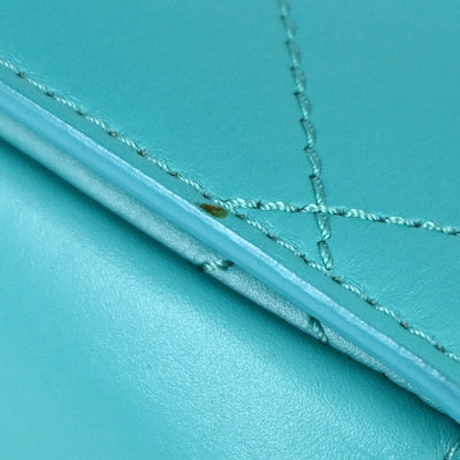 Chanel 2017 Turquoise Blue Calfskin Top Handle 2way Shoulder Handbag