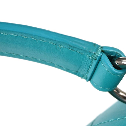 Chanel 2017 Turquoise Blue Calfskin Top Handle 2way Shoulder Handbag