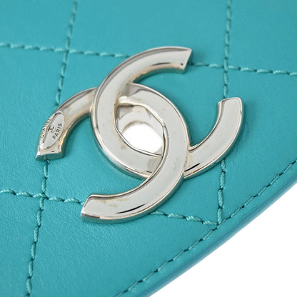 Chanel 2017 Turquoise Blue Calfskin Top Handle 2way Shoulder Handbag