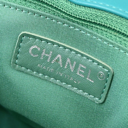 Chanel 2017 Turquoise Blue Calfskin Top Handle 2way Shoulder Handbag