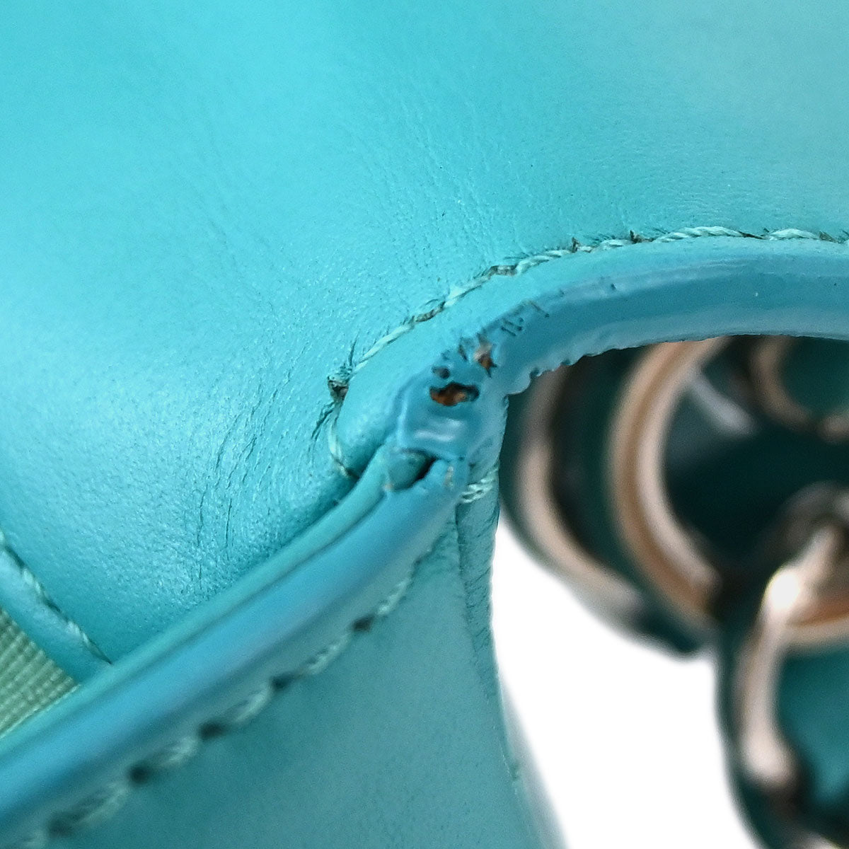 Chanel 2017 Turquoise Blue Calfskin Top Handle 2way Shoulder Handbag