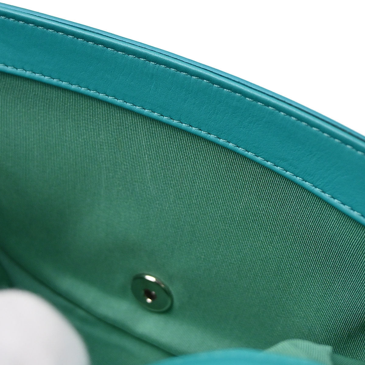 Chanel 2017 Turquoise Blue Calfskin Top Handle 2way Shoulder Handbag