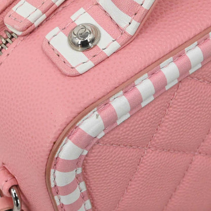 Chanel 2019 Pink Caviar Skin CC Filigree 2way Shoulder Vanity Handbag