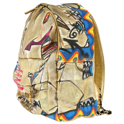 Chanel 2019 Gold Canvas Graffiti Street Spirit Backpack