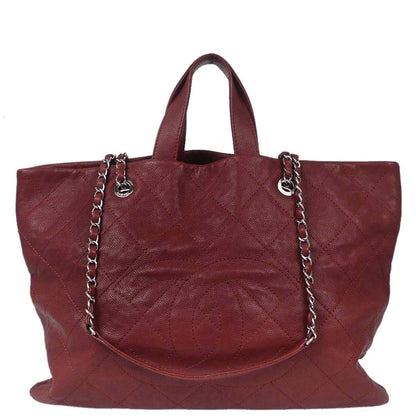 Chanel 2014-2015 Bordeaux Caviar Skin 2way Shoulder Tote Handbag