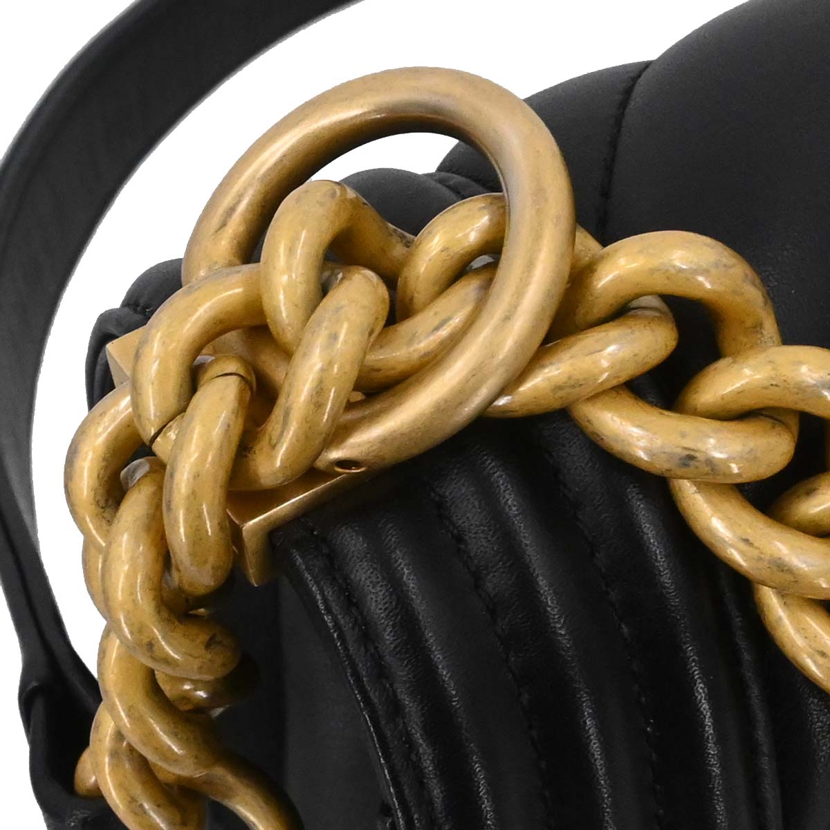 Boy Chanel Black Lambskin Chevron Small Chain Shoulder Bag