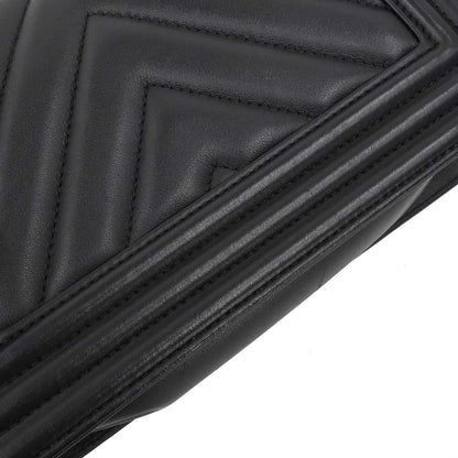 Boy Chanel Black Lambskin Chevron Small Chain Shoulder Bag