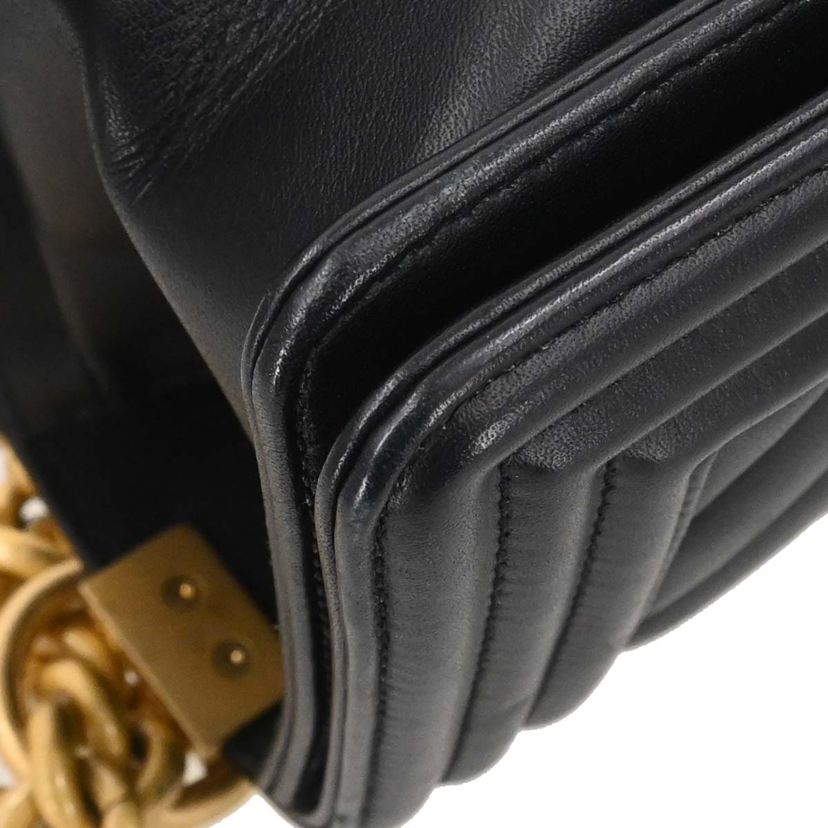 Boy Chanel Black Lambskin Chevron Small Chain Shoulder Bag