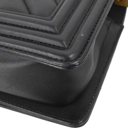 Boy Chanel Black Lambskin Chevron Small Chain Shoulder Bag