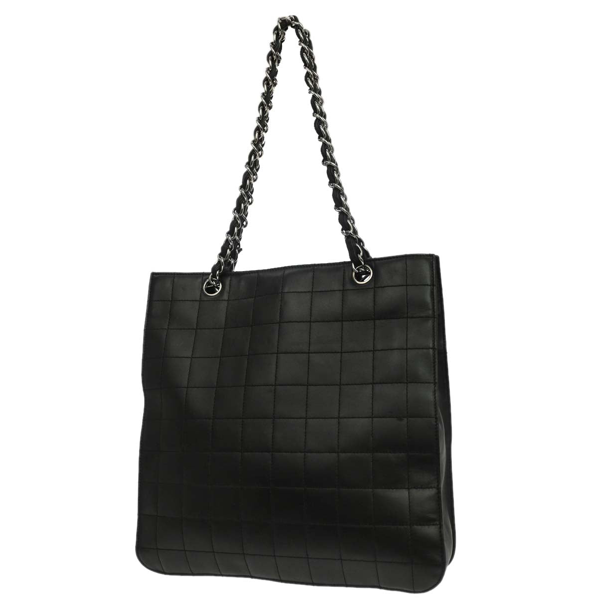 Chanel Black Lambskin Choco Bar Tote Handbag