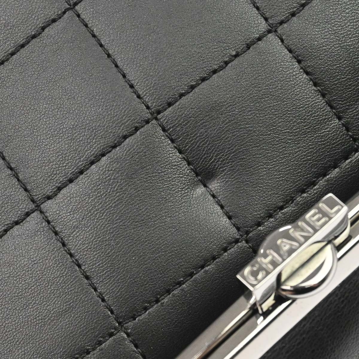 Chanel Black Lambskin Choco Bar Tote Handbag