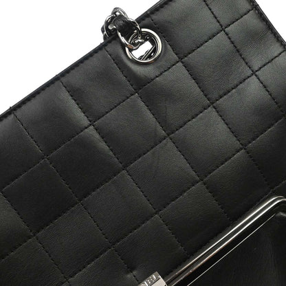 Chanel Black Lambskin Choco Bar Tote Handbag