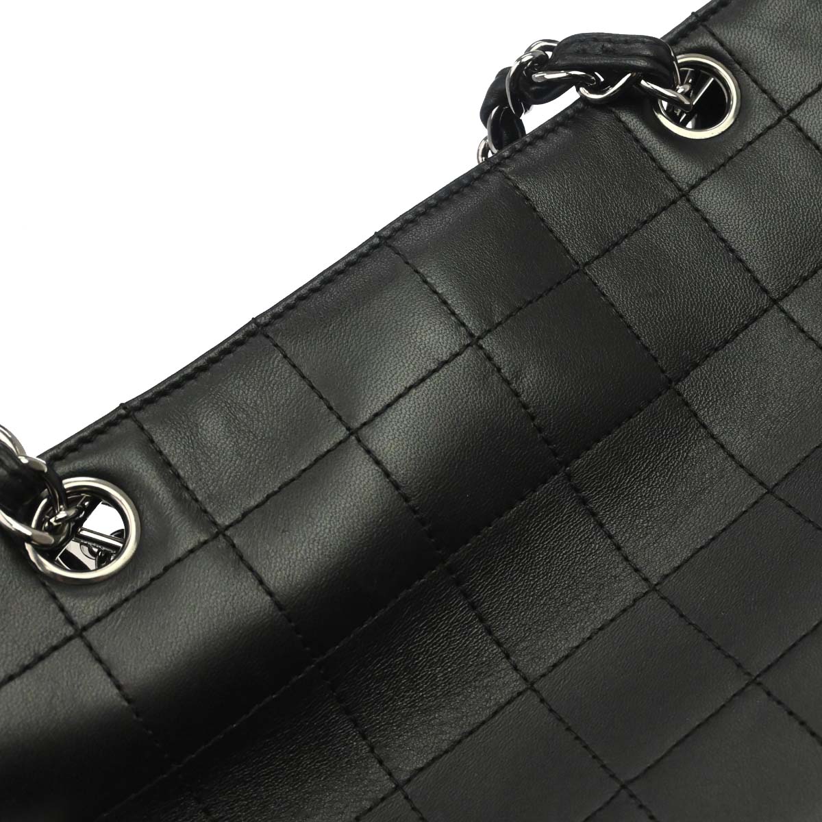 Chanel Black Lambskin Choco Bar Tote Handbag