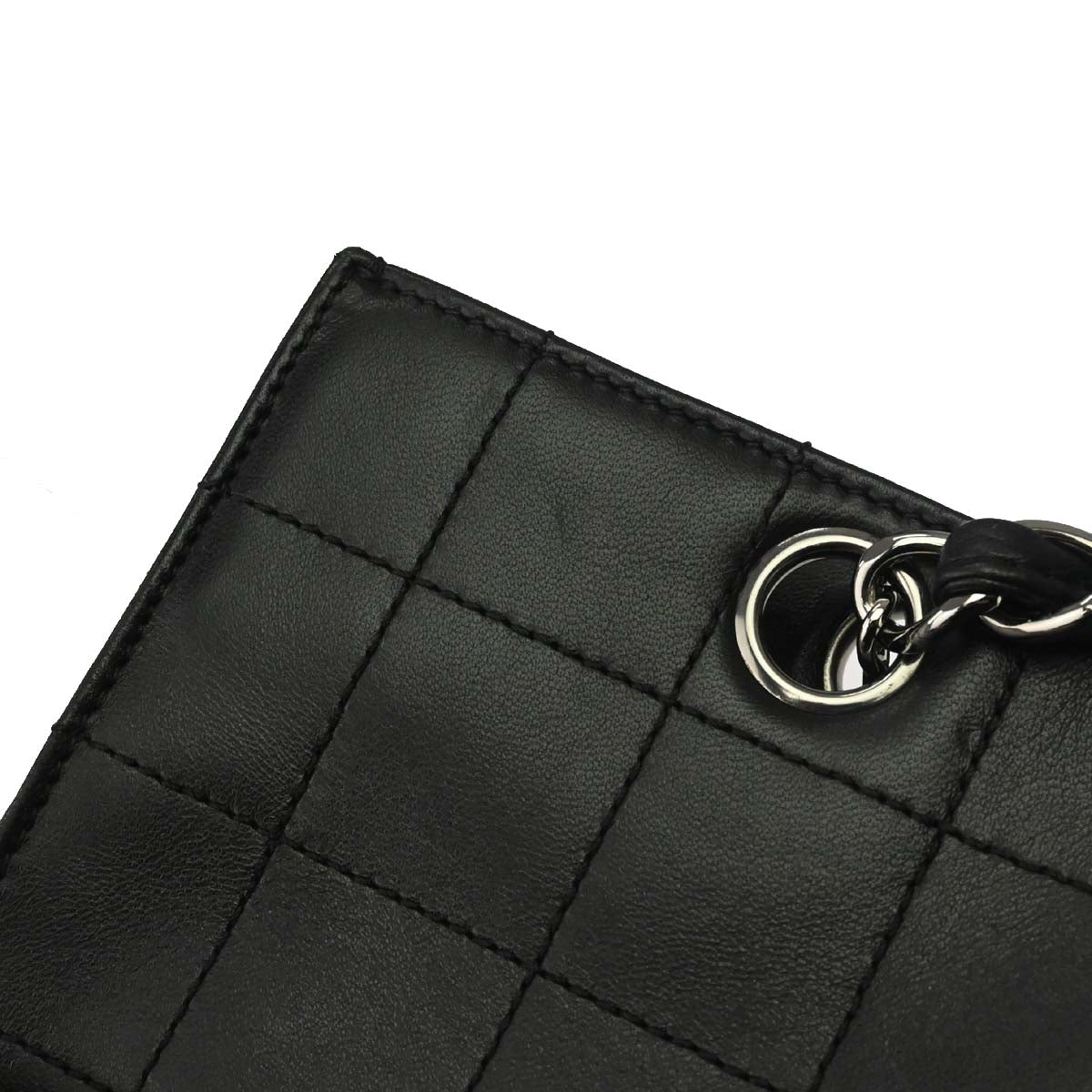 Chanel Black Lambskin Choco Bar Tote Handbag