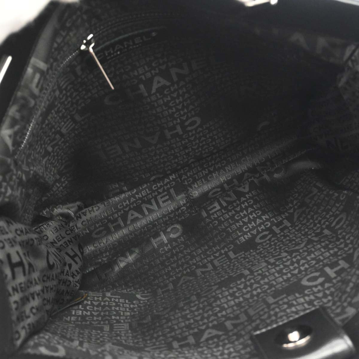 Chanel Black Lambskin Choco Bar Tote Handbag