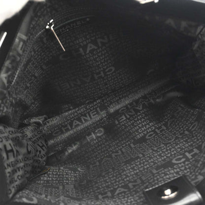 Chanel Black Lambskin Choco Bar Tote Handbag