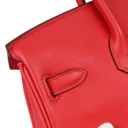 Hermes Rouge Vif Swift Birkin 25 Handbag