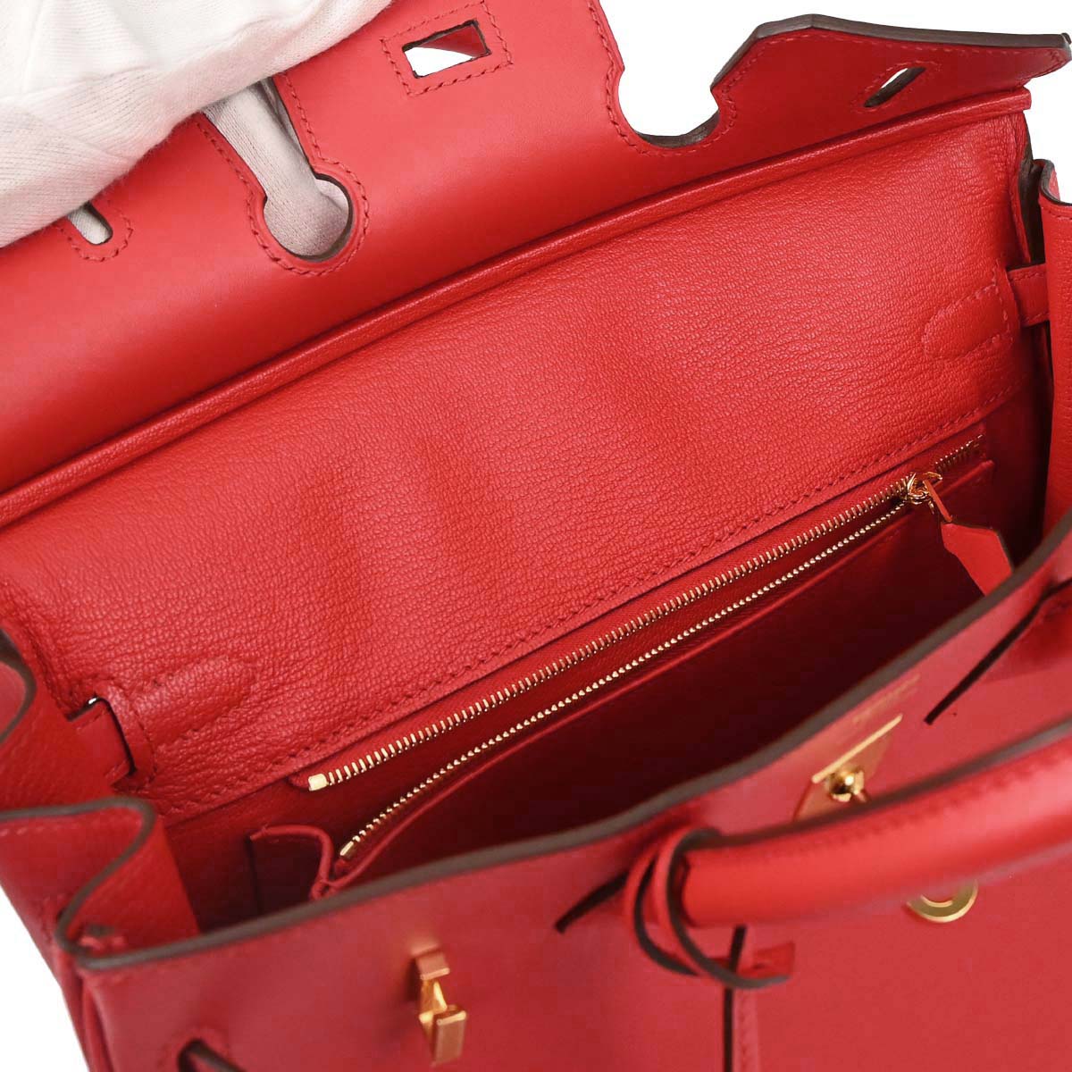 Hermes Rouge Vif Swift Birkin 25 Handbag