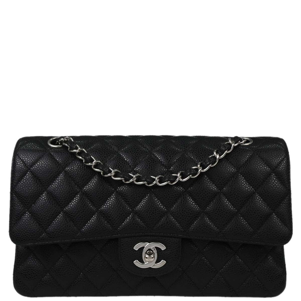 Chanel Black Caviar Skin Medium Classic Double Flap Shoulder Bag