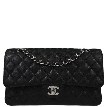 Chanel Black Caviar Skin Medium Classic Double Flap Shoulder Bag