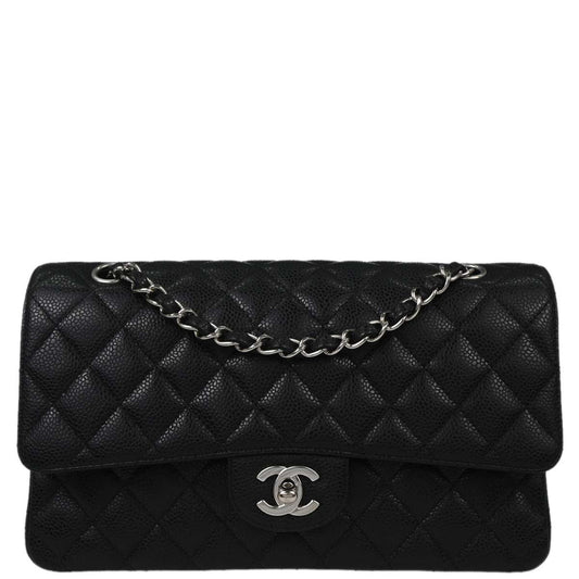 Chanel Black Caviar Skin Medium Classic Double Flap Shoulder Bag