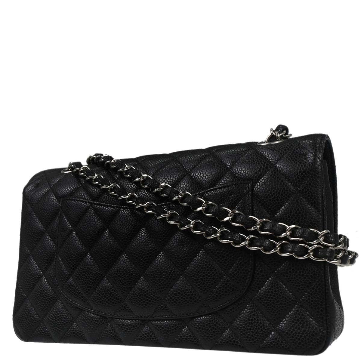 Chanel Black Caviar Skin Medium Classic Double Flap Shoulder Bag