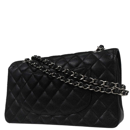Chanel Black Caviar Skin Medium Classic Double Flap Shoulder Bag