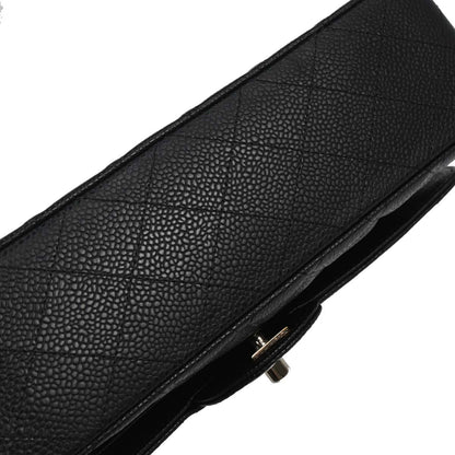 Chanel Black Caviar Skin Medium Classic Double Flap Shoulder Bag
