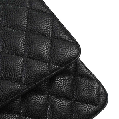 Chanel Black Caviar Skin Medium Classic Double Flap Shoulder Bag