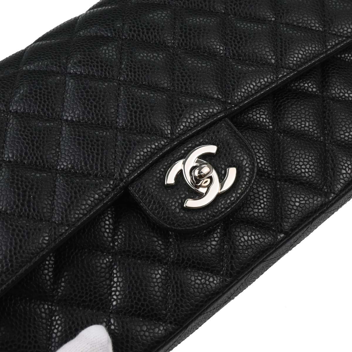 Chanel Black Caviar Skin Medium Classic Double Flap Shoulder Bag
