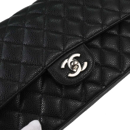 Chanel Black Caviar Skin Medium Classic Double Flap Shoulder Bag