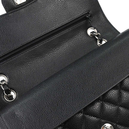 Chanel Black Caviar Skin Medium Classic Double Flap Shoulder Bag