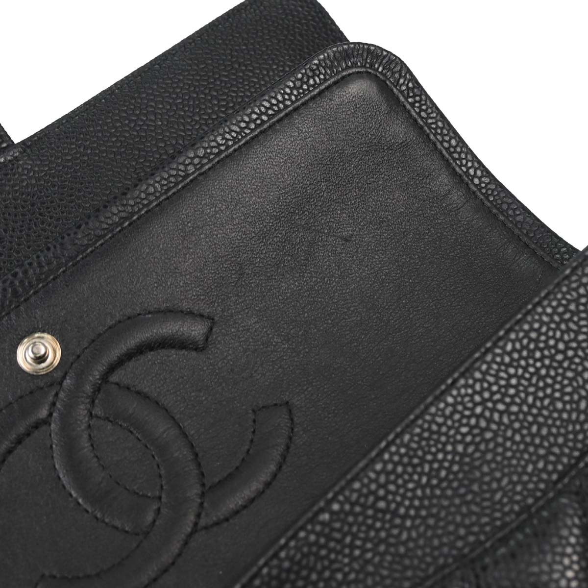 Chanel Black Caviar Skin Medium Classic Double Flap Shoulder Bag