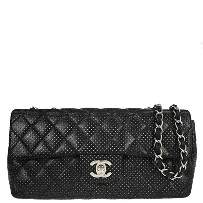 Chanel Black Perforated Lambskin East West Shoulder Bag