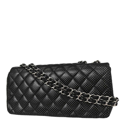 Chanel Black Perforated Lambskin East West Shoulder Bag