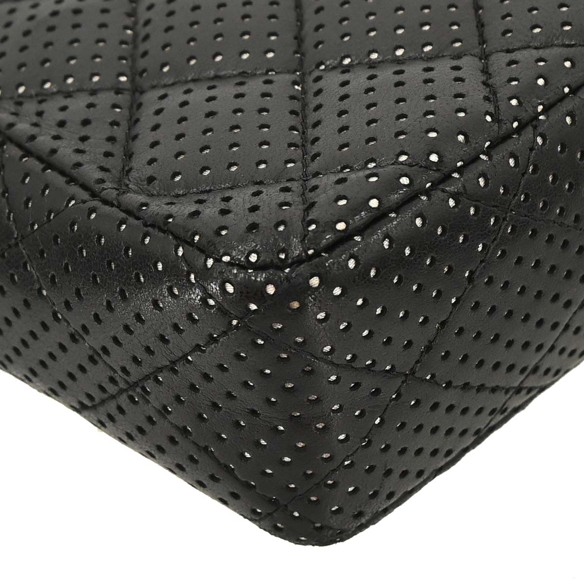 Chanel Black Perforated Lambskin East West Shoulder Bag