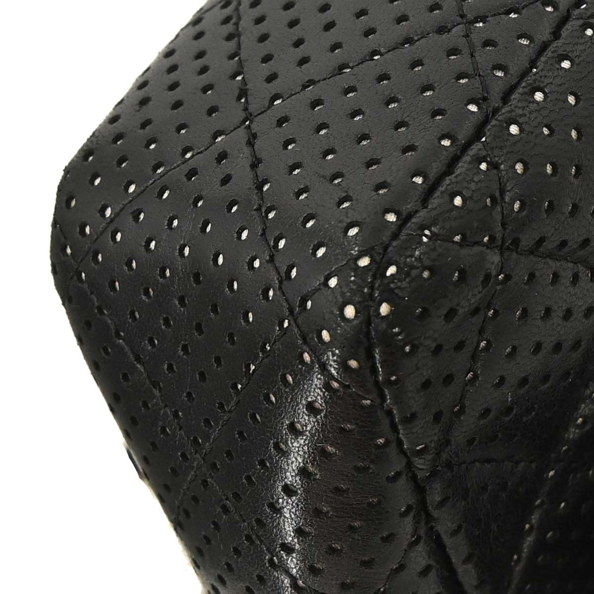 Chanel Black Perforated Lambskin East West Shoulder Bag