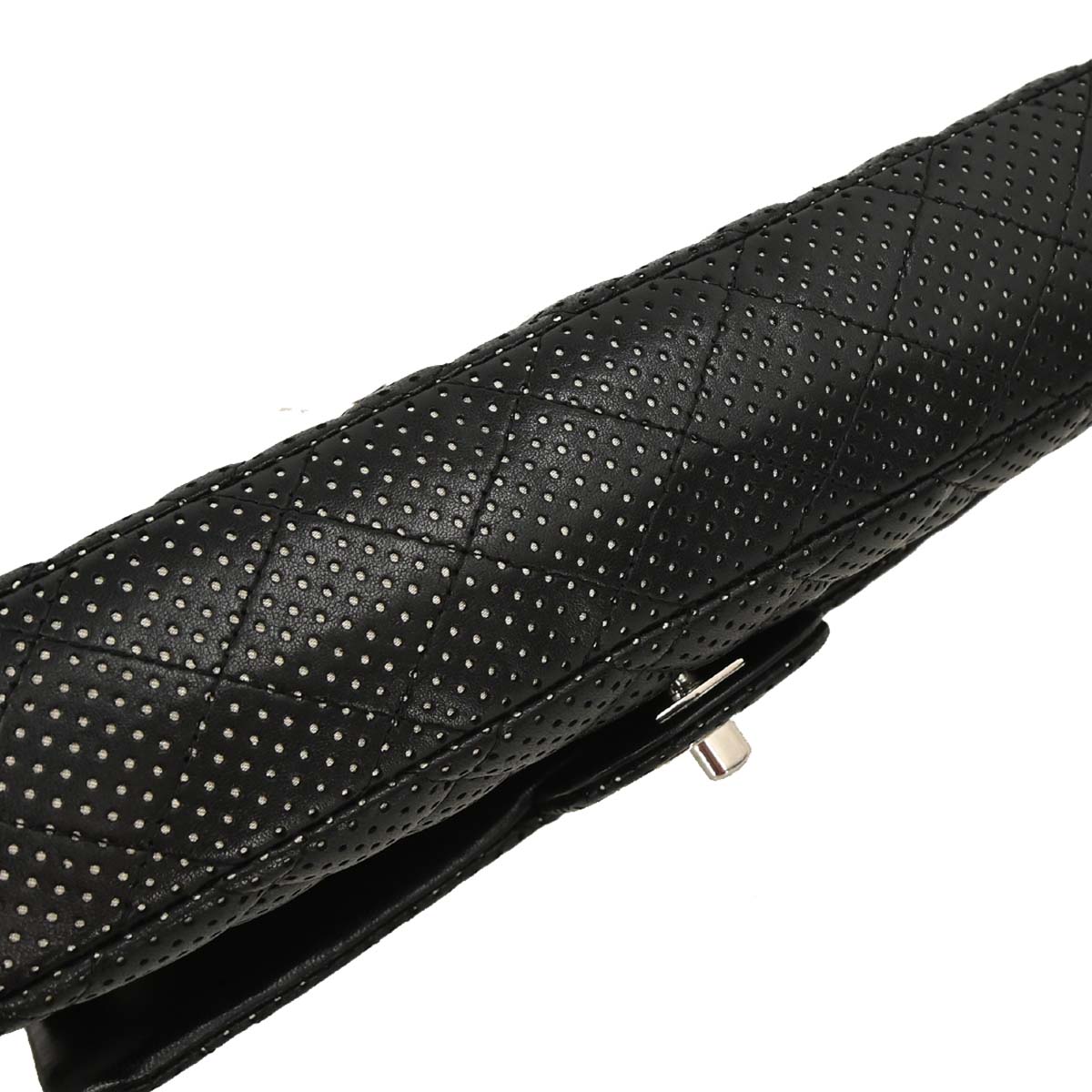 Chanel Black Perforated Lambskin East West Shoulder Bag