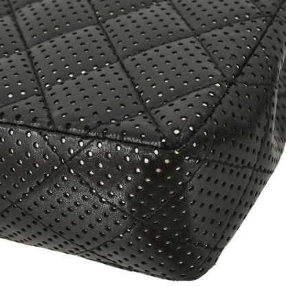 Chanel Black Perforated Lambskin East West Shoulder Bag