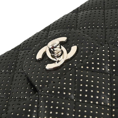 Chanel Black Perforated Lambskin East West Shoulder Bag